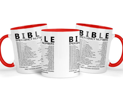Bible Verse Mug & Coaster Gift Set: Christian Emergency Numbers