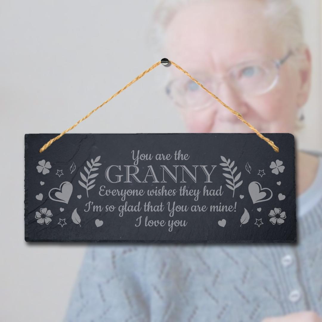 Engraved Slate Granny Plaque: Rustic Home Decor Sign