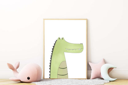 Alligator Kids Bedroom Watercolour Hand Painted Effect Nursery Wall Art Poster