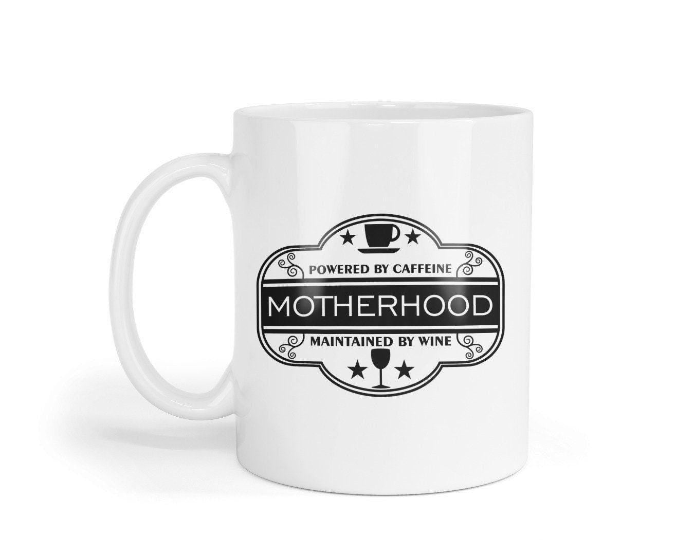 Powered By Caffeine Motherhood Maintained By Wine- Funny Novelty Mug & Coaster Coffee Gift