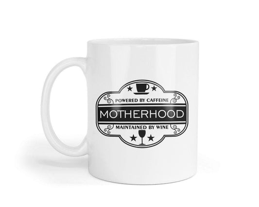 Powered By Caffeine Motherhood Maintained By Wine- Funny Novelty Mug & Coaster Coffee Gift