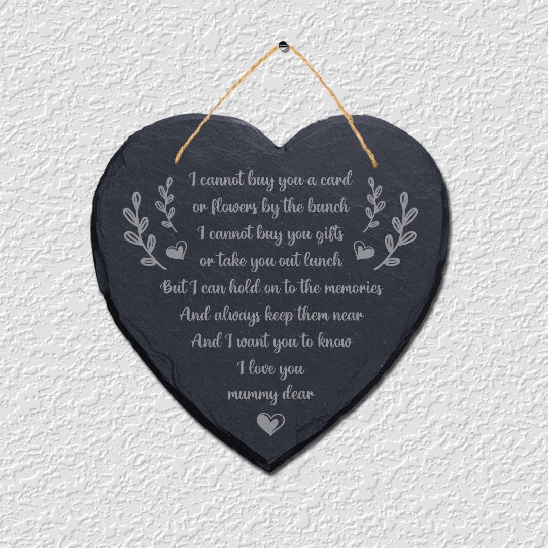 I Cannot Buy You Card Engraved Hanging Valentine Day Heart Shape Slate Plaque Sign