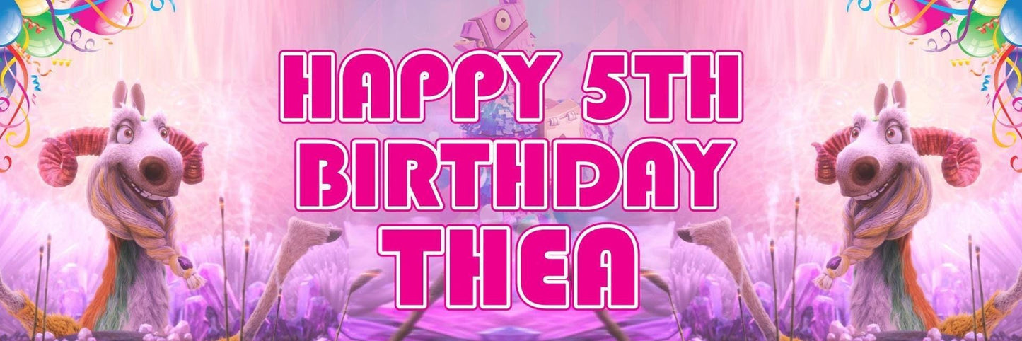 2x Personalised Llama Birthday Banner: Kids Party Decoration