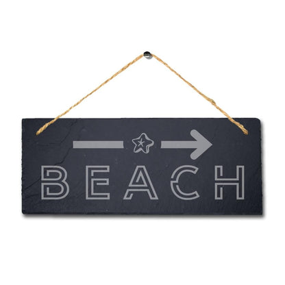 Beach Right Way Arrow Laser Engraved Hanging Slate Ocean Beach Sea Plaque Sign