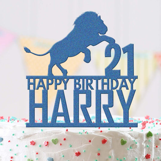Personalised Acrylic Lion Animal King Boys Birthday Cake Topper Decoration Gift