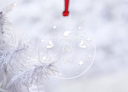 Personalised Acrylic Christmas Bauble: Custom Text, Keepsake Gift
