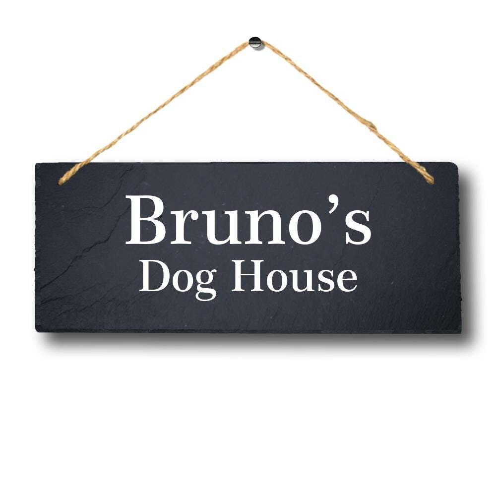 Personalised Name Engraved Slate Hanging Sign Garden Shed Door Kennel Dog House