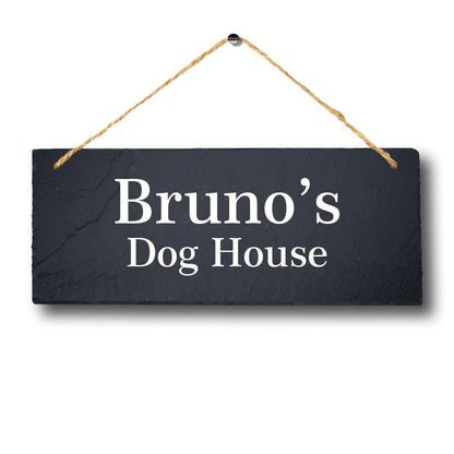 Personalised Name Engraved Slate Hanging Sign Garden Shed Door Kennel Dog House
