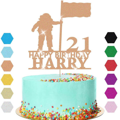 Astronaut Moon Cake Topper Personalised Boys Birthday Decoration Any Name & Age