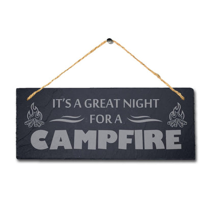 Campfire Laser Engraved Slate Camping Plaque: Caravan Decor