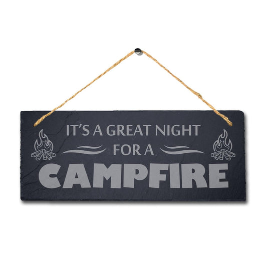Campfire Laser Engraved Slate Camping Plaque: Caravan Decor