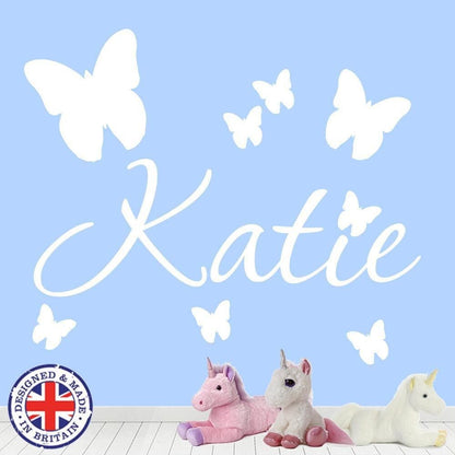 Personalised Name Butterfly Wall Art Custom Girls Bedroom Vinyl Kids Sticker