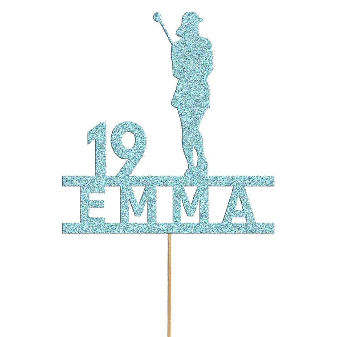 Custom Glitter Woman Golfer Cake Topper: Personalised Name & Age