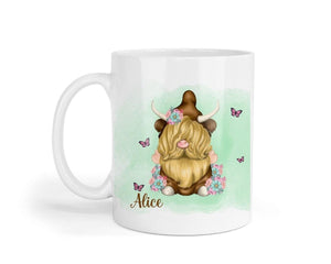 Personalised Highland Cow Gonk Mug & Coaster Set Custom Name Secret Santa Cute Cow Gonk Mug Christmas Gift