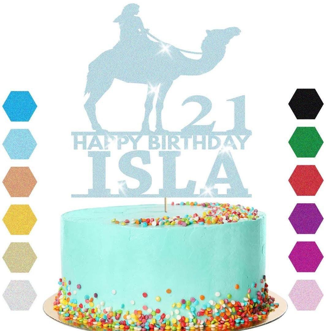 Riding Camel Cake Topper Personalised Girls Birthday Cake Decoration Any Name & Age
