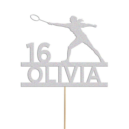 Personalised Glitter Tennis Cake Topper: Any Name & Age