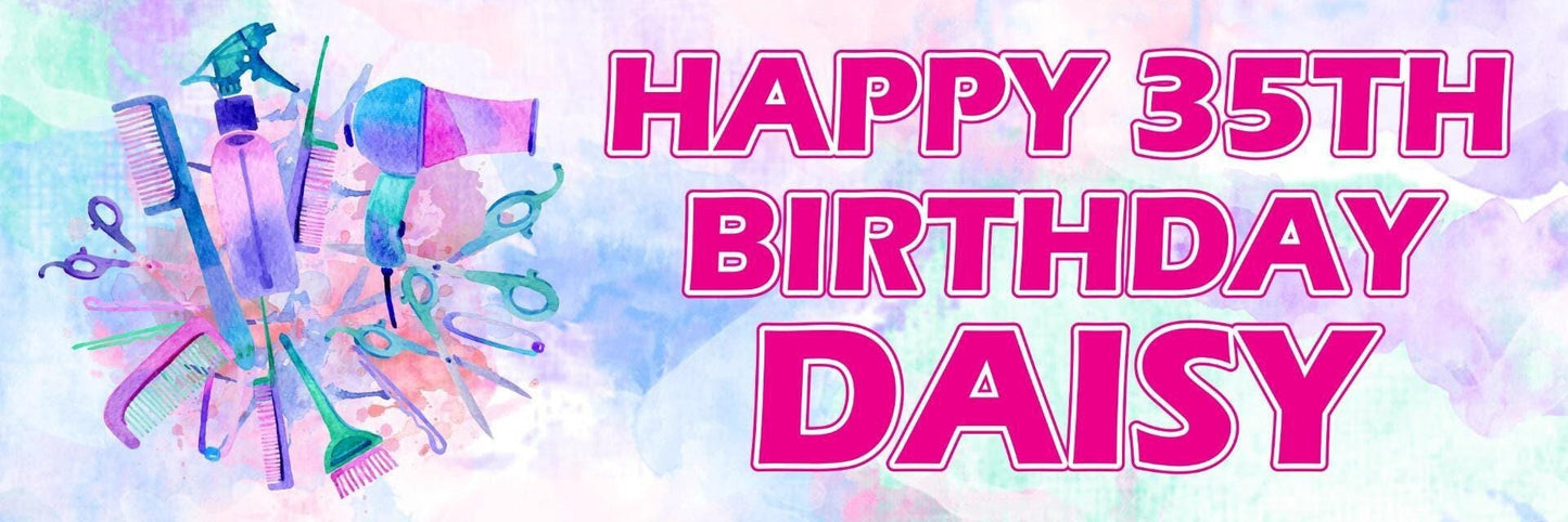 2 Personalised Hair Dresser Birthday Party Celebration Banners Decoration Poster