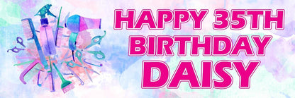 2 Personalised Hair Dresser Birthday Party Celebration Banners Decoration Poster