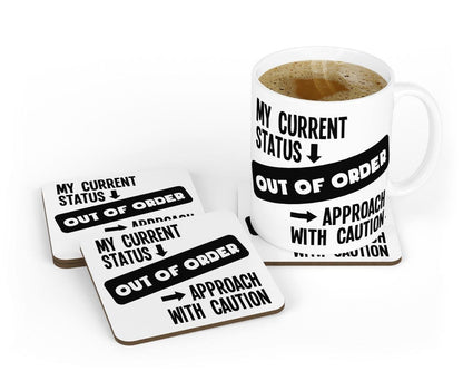 Out Of Order Mug & Coaster Set Funny Sarcastic Birthday Office Boss Coffee Gift