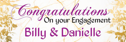 2x Personalised Rose Gold Engagement Party Banners Couples Names Decoration Poster