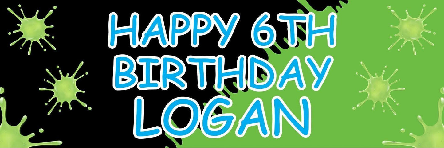 2 Personalised Slime Birthday Kids Party Celebration Banners Decoration Posters