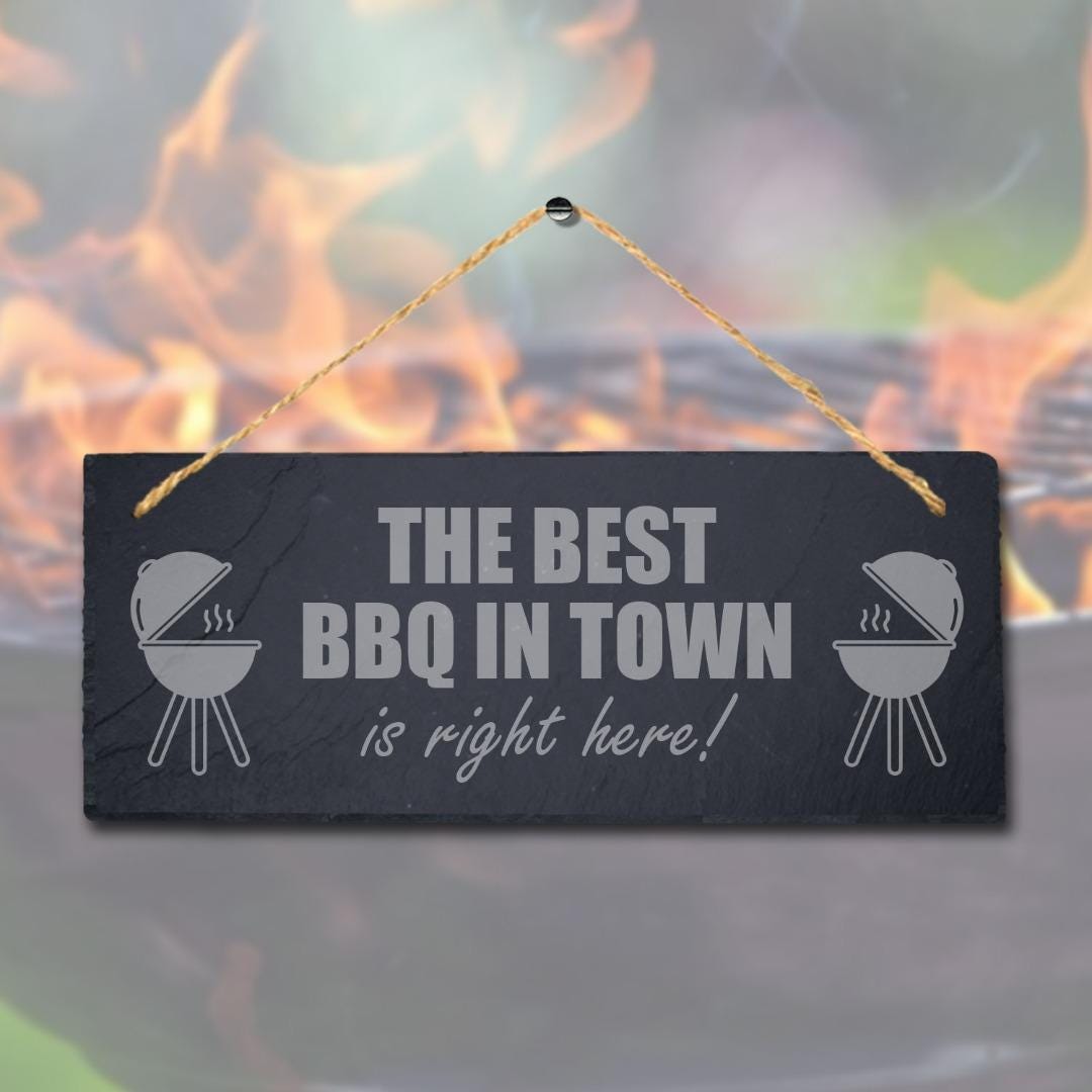 Laser Engraved BBQ Slate Plaque with Jute Rope