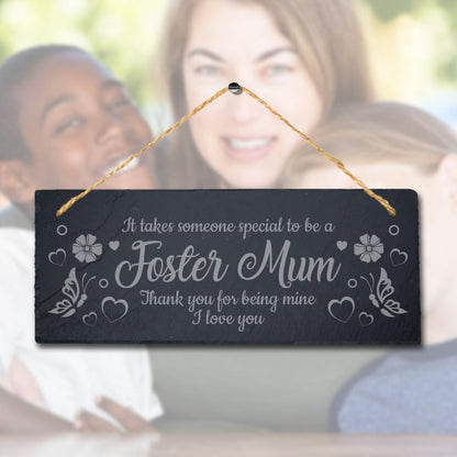 Hanging Slate Special Foster Mum Engraved Plaque Mummy Mothers Day Gift Sign