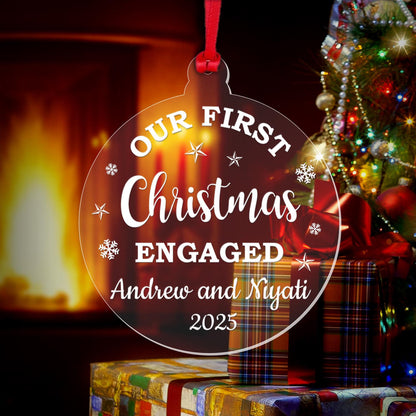 Personalised First Christmas Bauble 1st Xmas Engaged Hanging Tree Decoration Gift