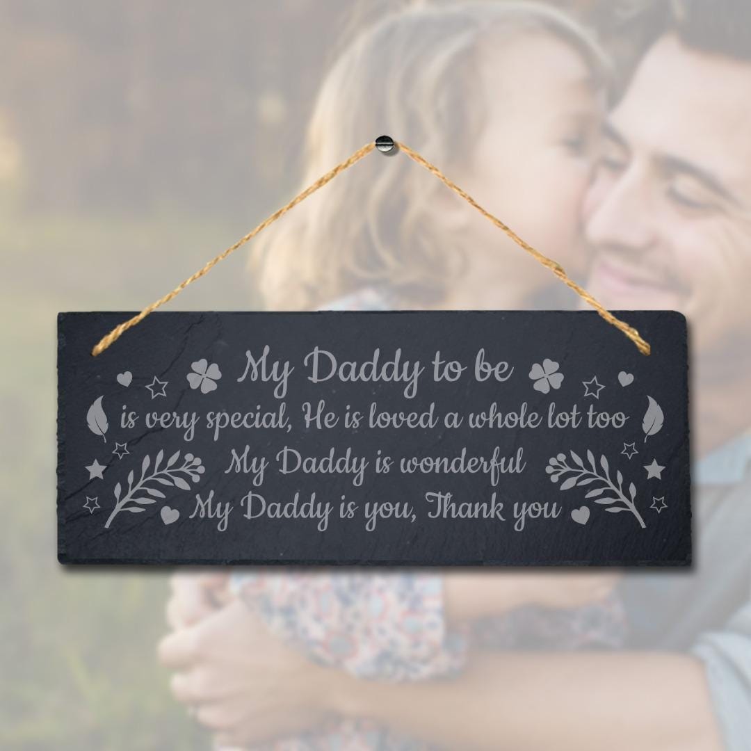 Engraved Slate Dad Plaque: Special Daddy Gift with Jute Rope