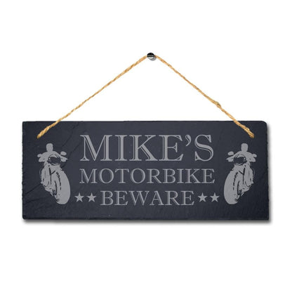 Personalized Name Motorbike Laser Engraved Hanging Slate Shed Riders Plaque Sign