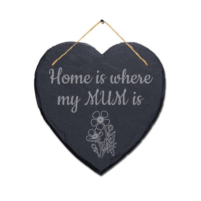 Home Is Where My Mum Is Ceramic Slate Hanging Plaque Sign Ideal Mothers Day Gift