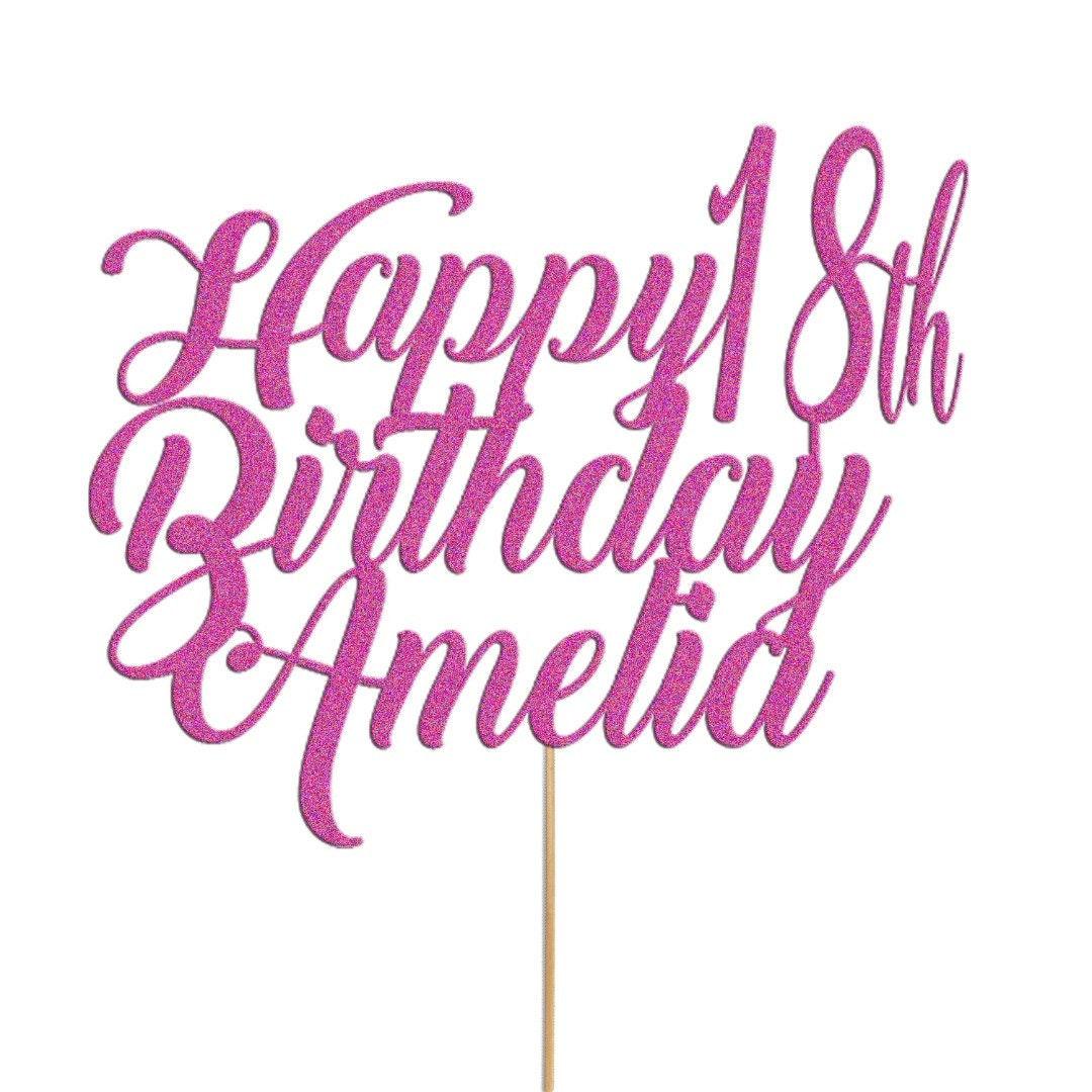 Personalised Cake Topper Any Custom & Text Birthday Wedding Glitter Decoration