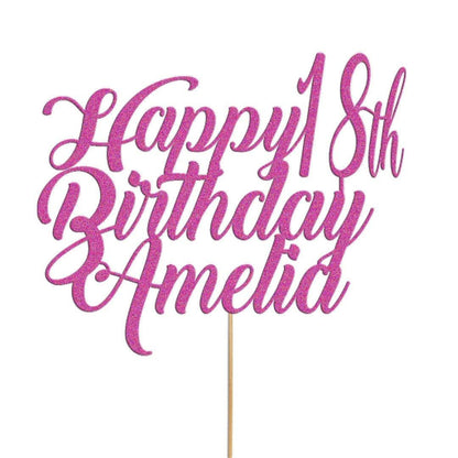 Personalised Cake Topper Any Custom & Text Birthday Wedding Glitter Decoration