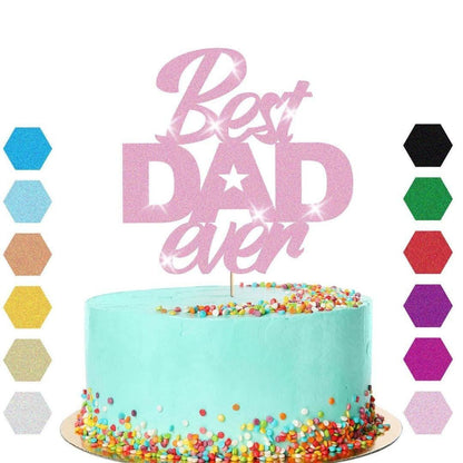Best Dad Ever Fathers Day Cake Topper Dad Daddy Party Glitter Cake Decoration