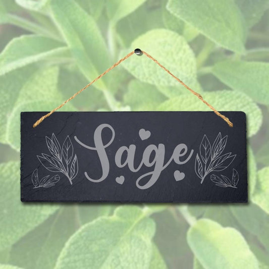 Sage Laser Engraved Hanging Slate Vegetable Patch Garden Allotment Plaque Sign
