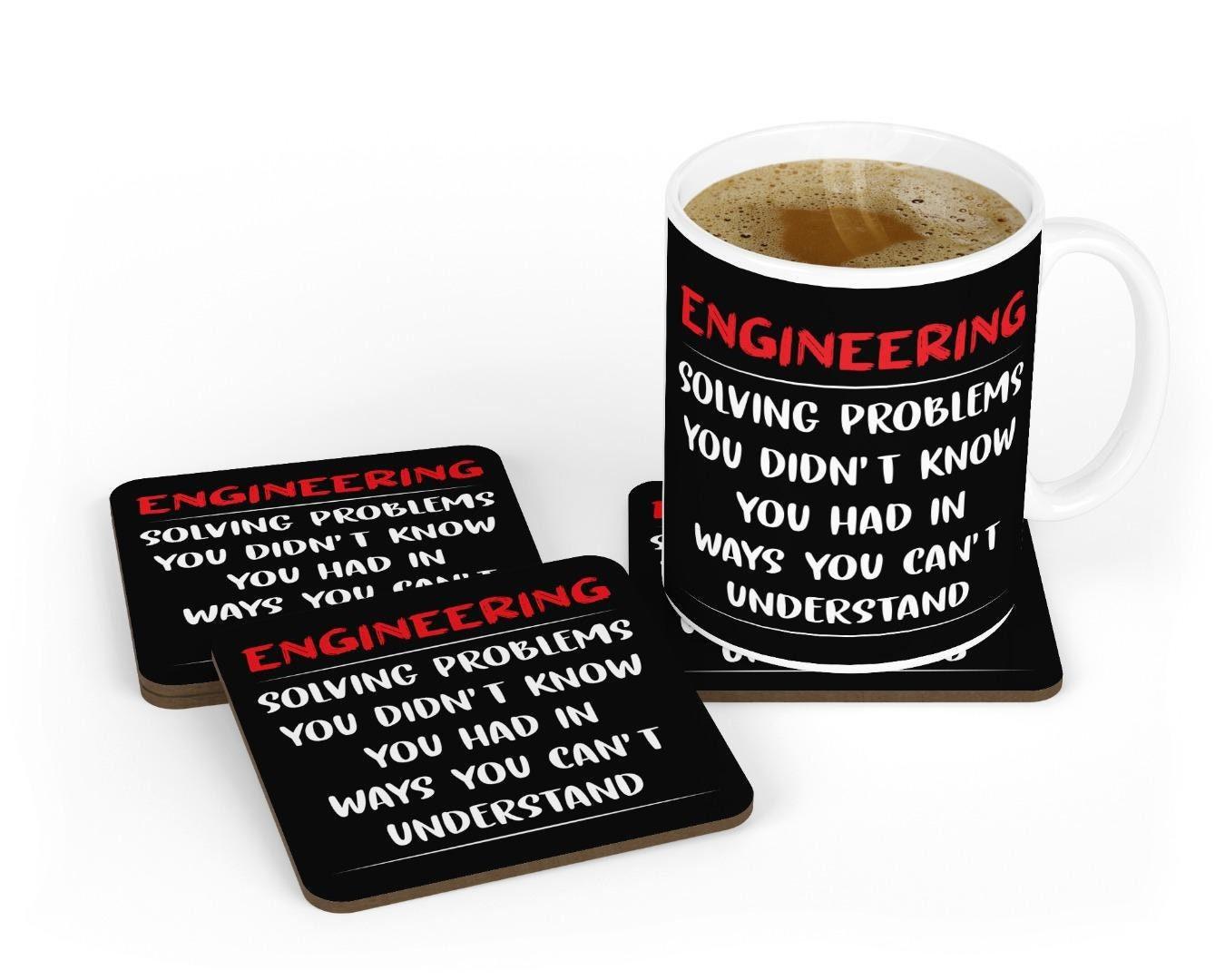 Engineering Solving Problems Mug & Coaster Set Engineers Funny Gift Coffee Cup