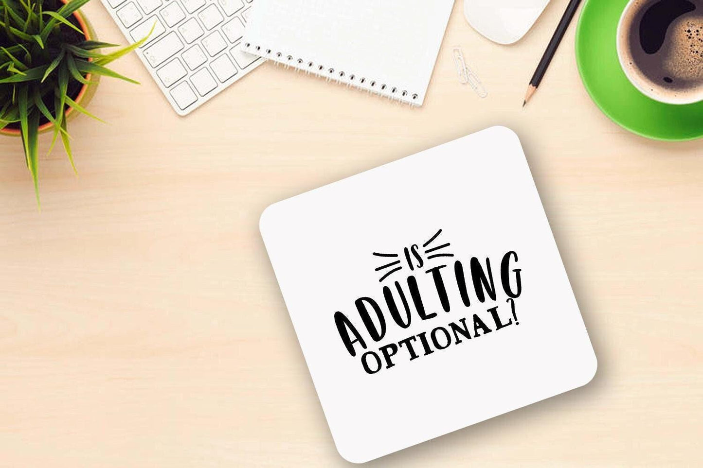 Funny Is Adulting Optional? - Ceramic Novelty Mug & Coaster Coffee Tea Cup Office Gift