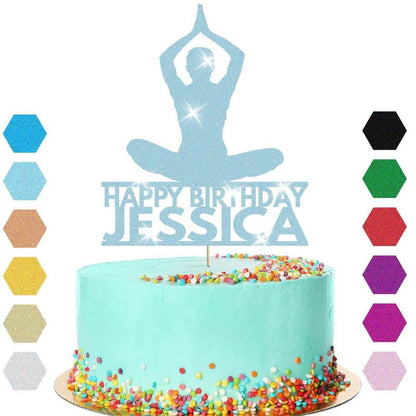 Yoga Cake Topper Personalised Girl Woman Birthday Cake Decoration Any Name & Age