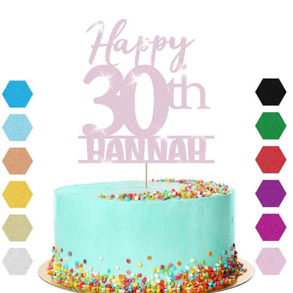 Personalised Name 30th Birthday Glitter Cake Topper Party Cake Decorations Gift