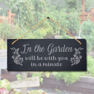 Engraved Slate Garden Plaque: 'In the Garden' Hanging Sign