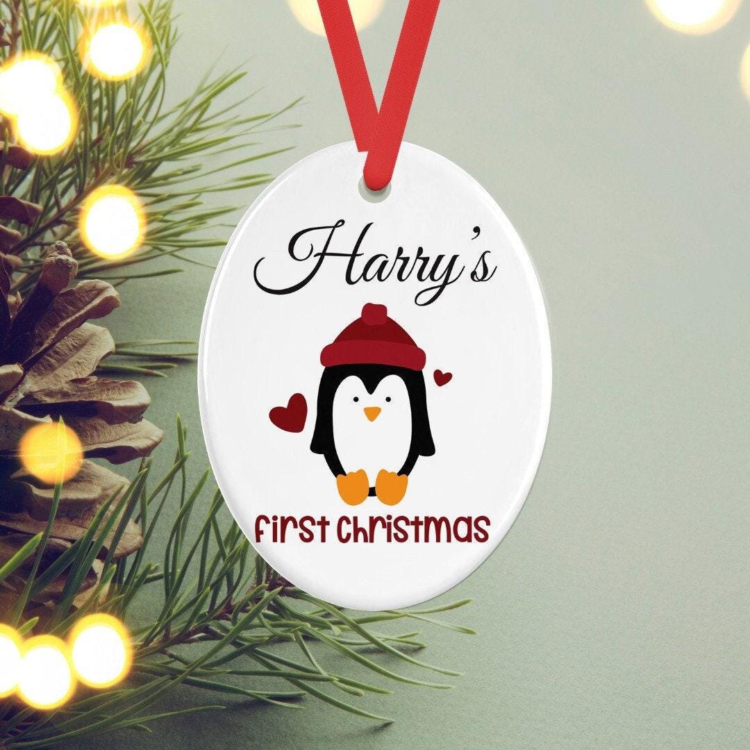 Babys First Christmas Personalised Oval Ceramic Bauble Tree Hanging Keepsake Decoration