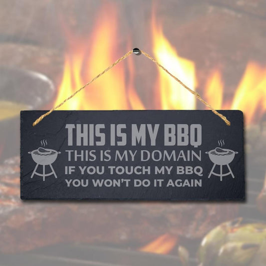 This Is My Bbq Domain Engraved Hanging Slate Chicken Grilled Party Plaque Sign
