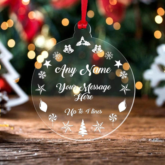 Personalised Christmas Bauble Any Name Any Text Custom Xmas Tree Decoration Gift
