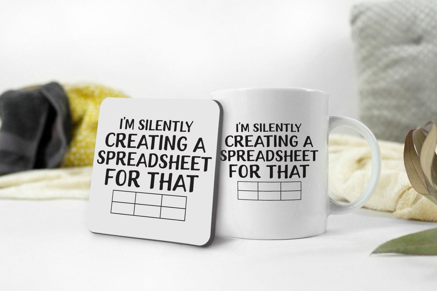 Funny Accountant Mug & Coaster Set: Spreadsheet Joke Gift