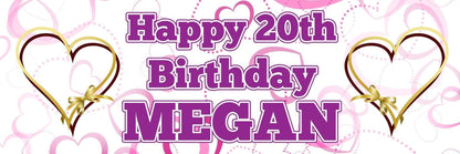 Personalised Heart Birthday Banner: Gold Party Decorations (Set of 2)