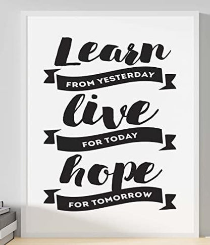 Learn Live Hope Inspirational Positive Thoughts Quote Hope Poster Print Wall