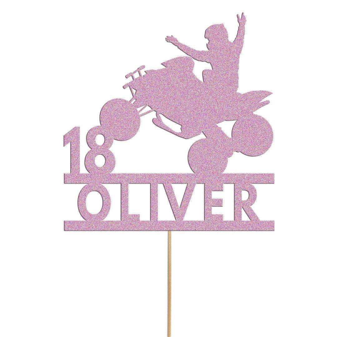 Personalised Quad Bike Glitter Cake Topper: ATV Birthday Decoration