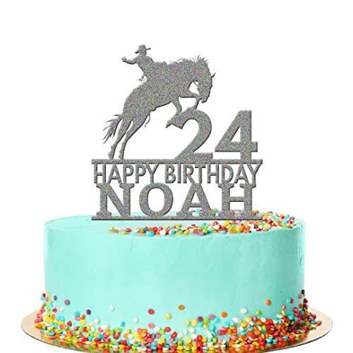 Personalised Acrylic Cowboy Horse Boys Birthday Cake Topper Decoration Gift