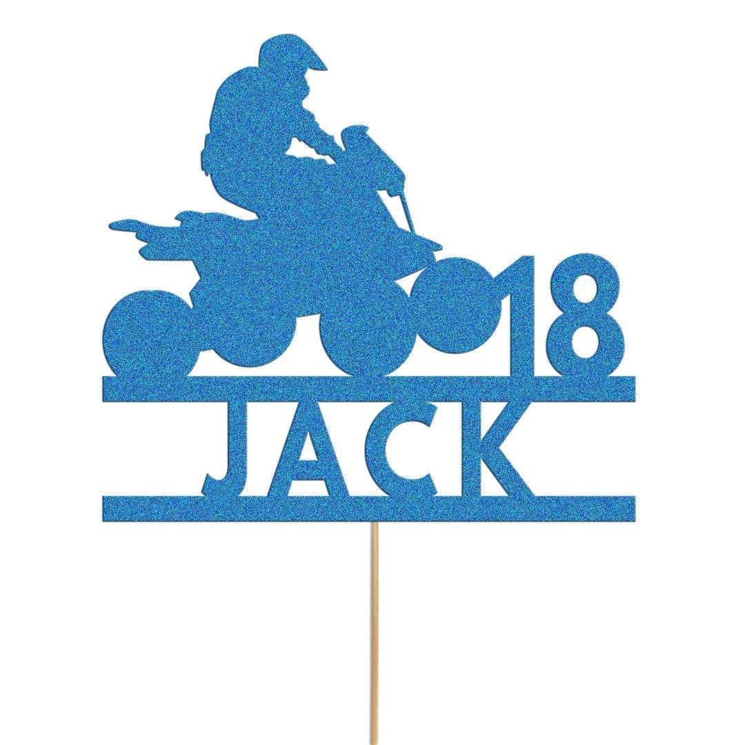 Personalised Quad Bike Glitter Cake Topper: Any Name & Age