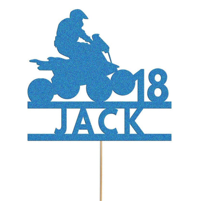 Personalised Quad Bike Glitter Cake Topper: Any Name & Age